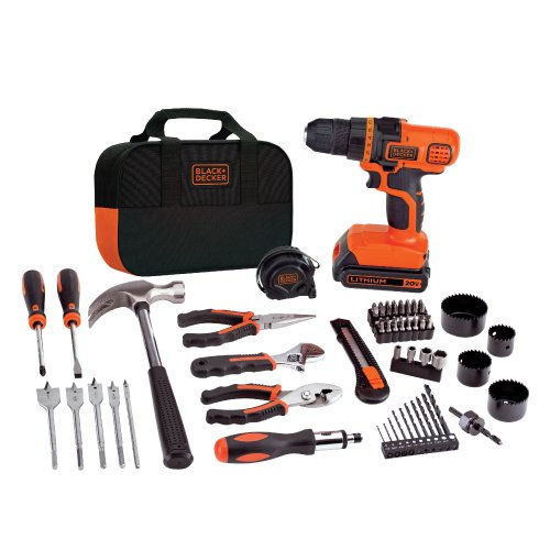 BLACK+DECKER 20V MAX Drill & Home Tool Kit, 68 Piece (LDX120PK), Black/Orange   51 lfuFBeTL